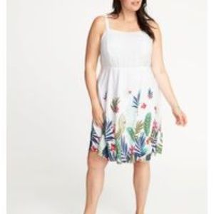 Women's White Plus-size Fit & Flare Cami Dress